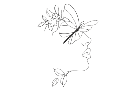 Butterfly Face Line Art