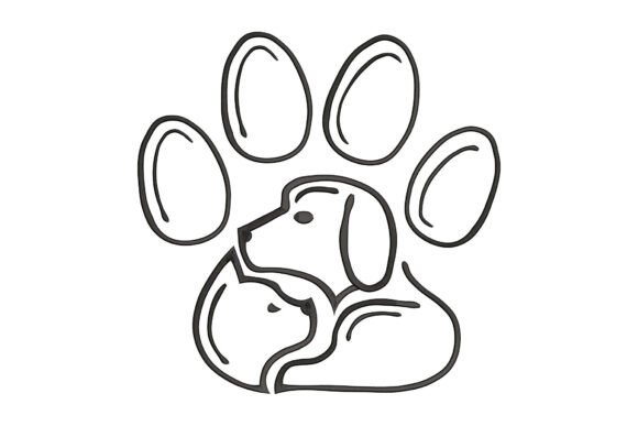 Cat and Dog with Paw