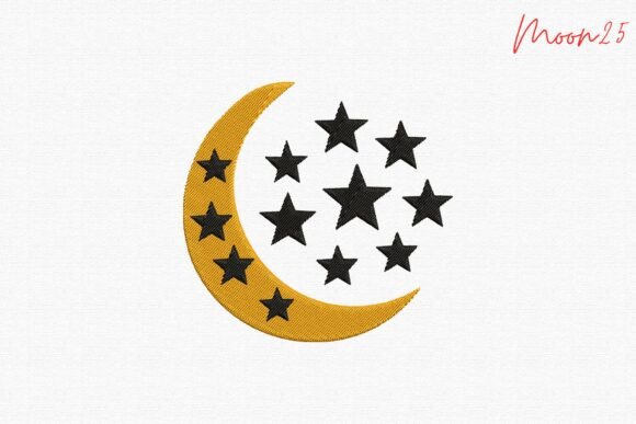 Crescent Moon Stars Motif Night Sky