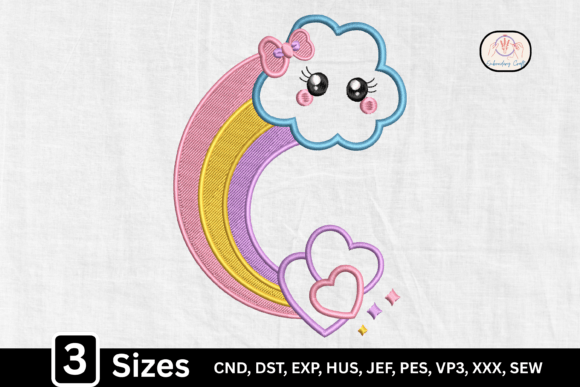 Cute Kawaii Rainbow Cloud Hearts