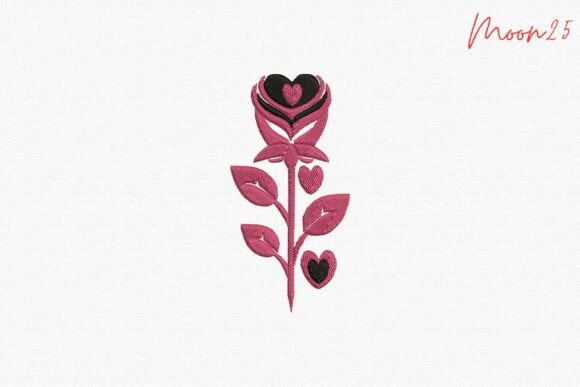 Romantic Heart Rose Blossom Motif