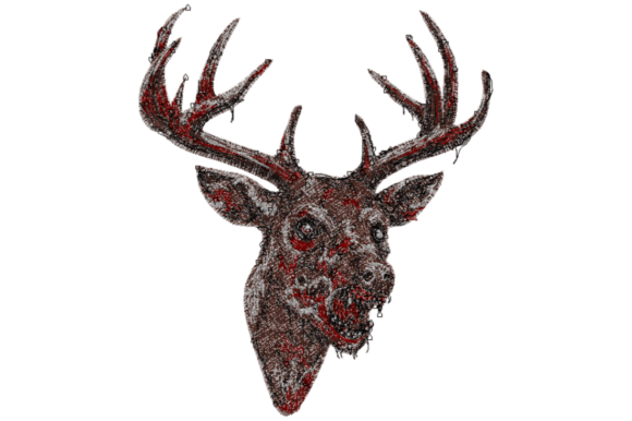 Zombie Deer Embroidery Design